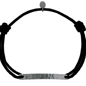 Bracelet JULES Noirci Plaqué Martelé sur cordon 2mm au choix - Fermoir 35x4mm - 1,62 Gr.